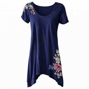 JW Los Angeles Embroidered Navy Handkerchief Dress